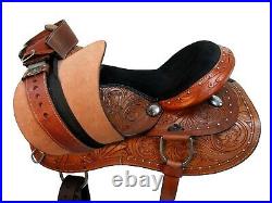 Western Gaited Horse Saddle Pleasure Floral Tooled Trail Leather Set 15 16 17 18