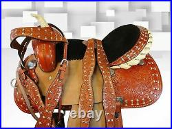 Western Gaited Horse Saddle Show Pleasure Racing Trail Floral Tooled Tack 15 16