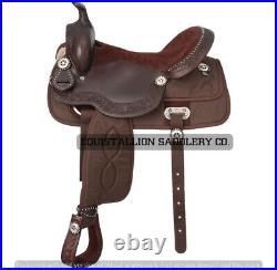 Western Half leather and Synthetic Brown Saddle With Silver blings