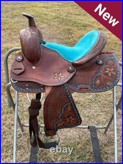 Western Horse Kids Barrel Saddle With Floral Tooled 10 12 13 Free Shipping