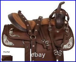 Western Horse Saddle Brown Pleasure Trail Cordura Silver Show Tack 15 16 17