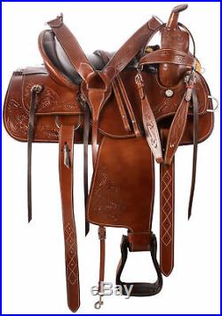 Western Horse Saddle Trail Pleasure Show Leather Pro Tack Used 15 16 17