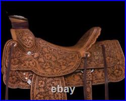 Western Hot seat saddle 16-on Eco-leather buffalo Brown on drum dye finish