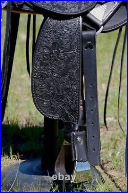 Western Hot seat saddle 16on Eco-leather buffalo color Black on drum dye finis