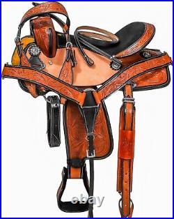 Western Kids Youth Adult Barrel leather Saddle Horse Floral Tooled Free Shipping