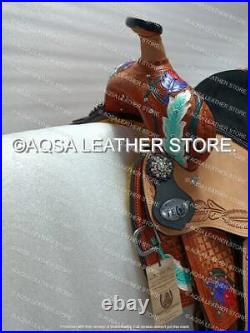 Western Leather Barrel Hand Painted Saddle With FREE Tack SET Premium Quality