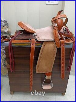 Western Leather Barrel Horse Saddle Tack Set 10 to 18 Leather Hard Seat