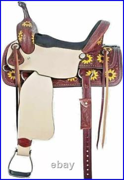 Western Leather Barrel Racing Horse Saddle with tack set size 10 to 18 free ship