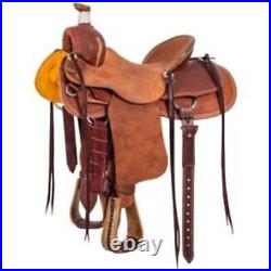 Western Leather Hand Carved Ranch Roper Horse Saddle Free Ship 10 to 18 inch