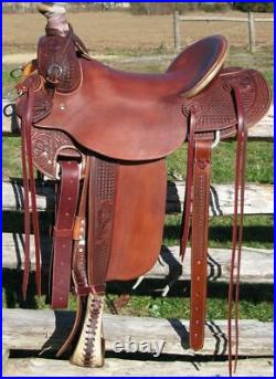 Western Leather Hand Carved & Tooled Roper Ranch Saddle 201 15