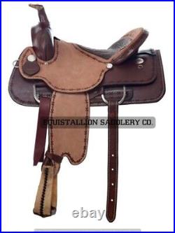 Western Leather Hand Carved & Tooled Roper Ranch Saddle With Suede Seat