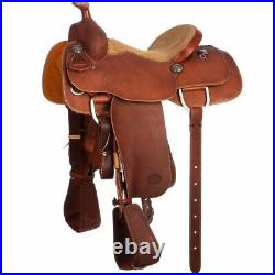 Western Leather Hand Carved & Tooled Roper Ranch Saddle With Suede Seat 208 17
