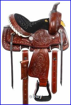 Western Leather Horse Saddle Kids Roping Pleasure Trail Barrel Ranch Tack 12 13