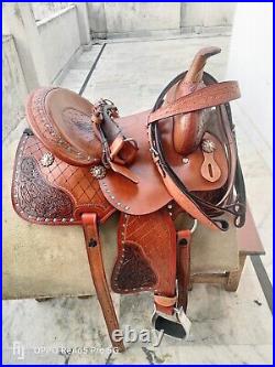 Western Leather Horse Saddle Tack Set Horse Saddle Free Ship