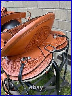 Western Leather Horse Saddle Used Pleasure Trail Barrel Elite Tack 15 16 17 18