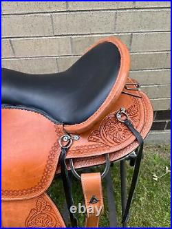 Western Leather Horse Saddle Used Pleasure Trail Barrel Tooled Tack 15 16 17 18