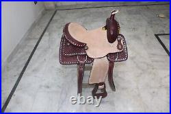 Western Leather Saddle Adult Barrel Racing Horse Tack Set Size 1o To 20 Seat