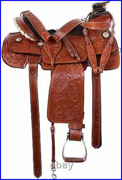 Western Leather Saddle Wade A Fork Premium Roping Ranch Work Horse Saddle