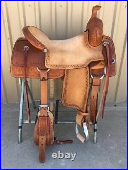 Western Natural & Brown Leather Strip Down Roper Ranch Cutter Saddle 15,1617