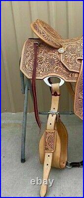 Western Natural Leather Down Roper Ranch Saddle With Hard Seat 10'' to 18.5