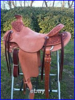 Western Natural Strip Down Leather Hand Tooled Roper Ranch 15 Saddle