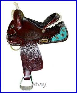 Western Premium Leather Barrel Racing Horse Tack Saddle All Size Free Shipping