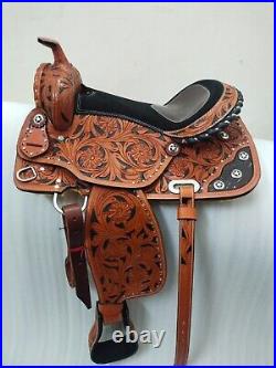 Western Premium Leather Horse Riding Trail Horse Saddle Size 10-18.5 F/Ship