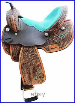 Western Premium Leather Pony Miniature Children Horse Saddle, Size 8 inch Seat