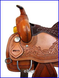 Western Rodeo Saddle 15 16 17 18 Barrel Racing Pleasure Tooled Leather Tack Set