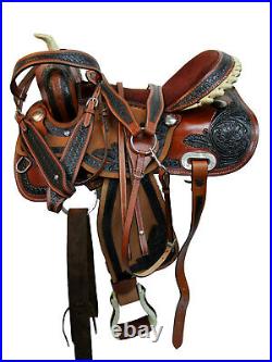 Western Rodeo Show Leather Horse Saddle Barrel Racing Pleasure Tack 15 16 17 18