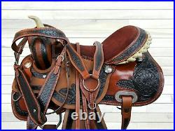 Western Rodeo Show Leather Horse Saddle Barrel Racing Pleasure Tack 15 16 17 18
