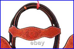 Western Roping Saddle Pkg Thsl Tooled/carved 18 Mahogany Brn Lacing (1037)