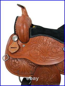 Western Saddle 15 16 17 18 Floral Tooled Used Leather Horse Pleasure Trail Tack