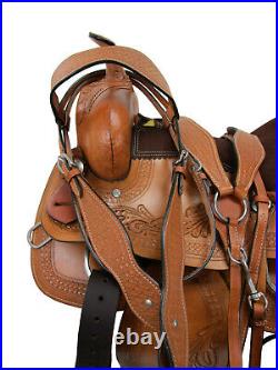 Western Saddle Barrel Racing Pleasure Tooled Leather Used Tack Set 15 16 17 18