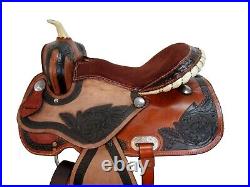 Western Saddle Gaited Horse Pleasure Floral Tooled Leather Trail Tack Set 15 16