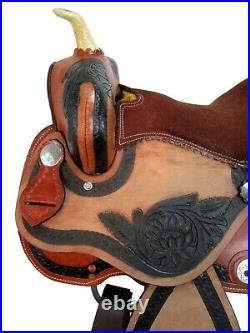 Western Saddle Gaited Horse Pleasure Floral Tooled Leather Trail Tack Set 15 16