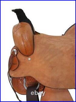 Western Saddle Hard Seat Pleasure Trail Tooled Leather Tack Set 15 16 17 18