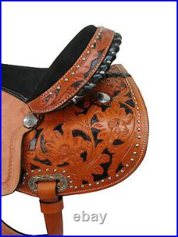 Western Saddle Rodeo Barrel Racing Used Leather Tooled Pleasure Tack 15 16 17