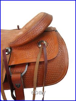 Western Saddle Roping Hard Seat Ranch Tooled Used Leather Tack Set 15 16 17 18