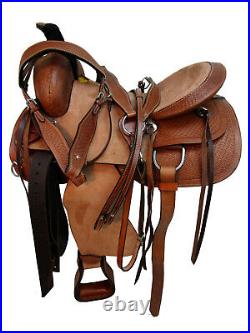 Western Saddle Roping Roper Horse Ranch Used Tooled Leather Tack Set 15 16 17 18