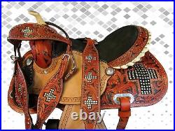 Western Saddle Show Barrel Racing Pleasure Show Floral Tooled Leather Used 15 16