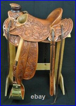 Western Show Horse Brown Barrel Racing Genuine Leather Saddle 10 To 18 Inch