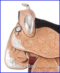 Western Silver Show Saddle Silver Royal Light Oil Leather 14,15,16