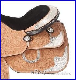 Western Silver Show Saddle Silver Royal Light Oil Leather 14,15,16