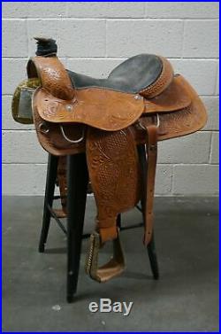 Western Star Saddle Shop, 16in Roping Saddle with Basket and other Tooling Tooli