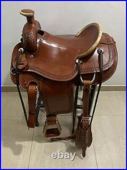 Western Strip Down Tan Leather Hand Carved Roper Wade Saddle 15,16, 17 18