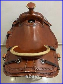 Western Strip Down Tan Leather Hand Carved Roper Wade Saddle 15,16, 17 18