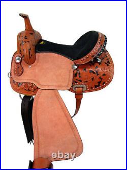 Western Trail Comfy Saddle 17 16 15 Pleasure Horse Tooled Used Leather Tack Set