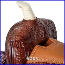 Western Trail Horse Saddle Barrel Racing Tack Premium Leather Tooled 10-18 FGYUG