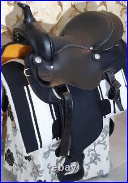 Western Trail Horse Saddle Barrel Racing Tack Premium Leather Tooled 10-18 HY8UI
